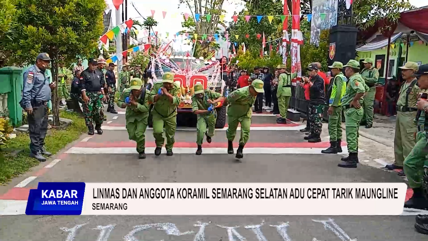 Linmas dan Anggota Koramil Semarang Selatan Adu Cepat Tarik Maung